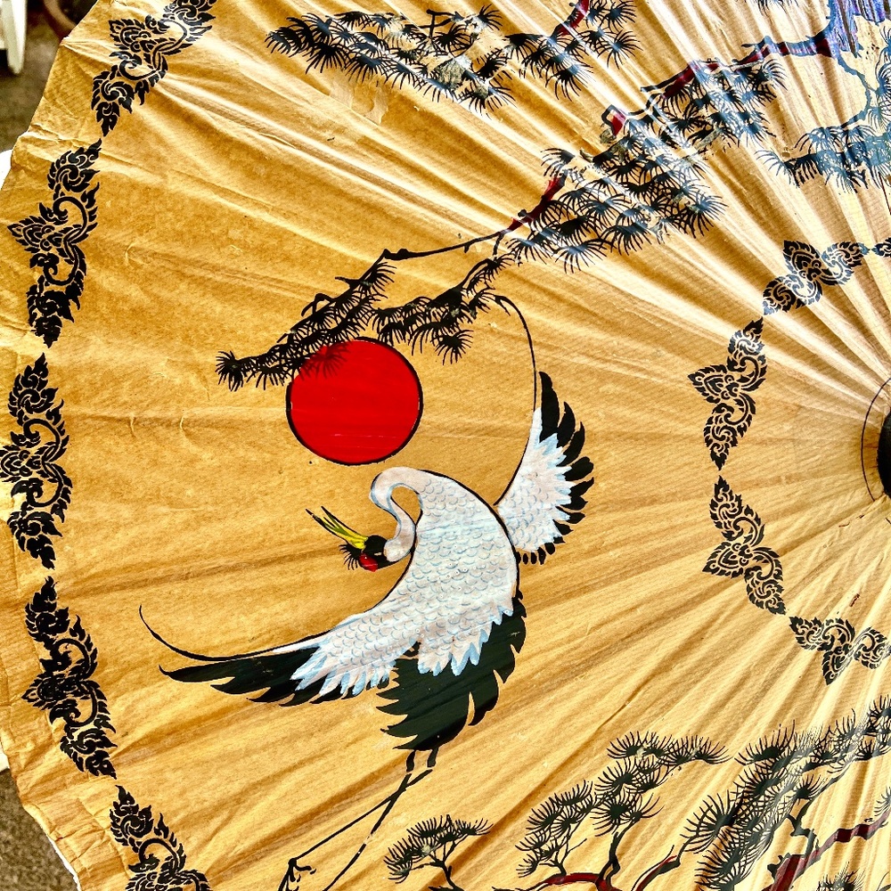 Oil paper Bamboo Hand Painted Asian Umbrella